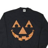 TULTEX Mens Black Orange Smile Face Sweatshirt Crew Neck XL Graphic Print