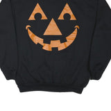 TULTEX Mens Black Orange Smile Face Sweatshirt Crew Neck XL Graphic Print