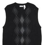 CONCEPTS Mens Black Patterned V-Neck Chunky Knit XL Argyle Sweater Vest Cotton