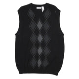 CONCEPTS Mens Black Patterned V-Neck Chunky Knit XL Argyle Sweater Vest Cotton