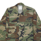 Mens Green Brown Camouflage Cotton Blend Military Style Jacket S Button