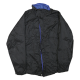 Mens Black & Blue Outdoor Jacket M Polyester Blend Microfibre Plain Zip Stand-Up