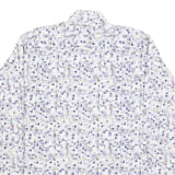 BREMO Mens White & Purple Abstract Print Shirt L Long Sleeve Button Cotton