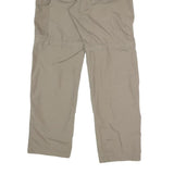 Mens Relaxed Fit Beige Polyester Blend Zip Trousers W30 L31 Utility Pocket