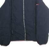 TOMMY HILFIGER Mens Navy & Burgundy Down Zip Jacket M Puffer Coat Casual