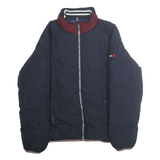 TOMMY HILFIGER Mens Navy & Burgundy Down Zip Jacket M Puffer Coat Casual