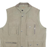 MIAN Mens Beige Utility Jacket XL Polyester Blend Zip Pockets Outdoor Vest
