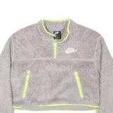 NIKE Womens Grey & Neon Yellow Fleece Zip Jacket M Polyester Blend Cropped