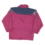 EASYWEAR Womens Maroon & Blue Floral Print Nylon Zip Jacket M Retro Casual