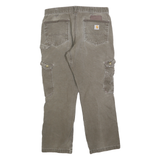 CARHARTT Mens Cotton Blend Brown Relaxed Fit Cargo Trousers W34 L30 Workwear