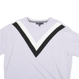 TOMMY HILFIGER Mens Lilac Crew Neck XL Cotton Blend Black & White V Detail