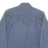 DENVER HAYES Mens Blue Denim Shirt S Cotton Blend Casual Long Sleeve
