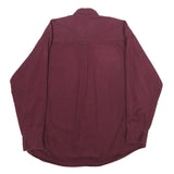 BASIC OPTIONS Mens Maroon Cotton Shirt L Classic Button-Down Long Sleeve Casual