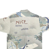 KT Womens Grey Printed Shirt Short Sleeve Collared UK 12 Aviation Themed