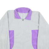Womens White & Lilac Colourblock Zip Up Polyester Fleece Jacket L Casual