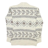 POLO RALPH LAUREN Womens Cream & Grey Patterned Button Up Jumper V Neck Cable