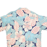 MODA CAMPIA Mens Blue & Pink Floral Rayon Shirt M Summer Casual Tropical Print