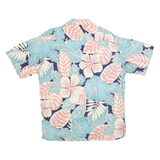 MODA CAMPIA Mens Blue & Pink Floral Rayon Shirt M Summer Casual Tropical Print