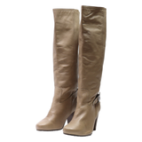 SCHOLL High Boots Beige Leather Womens UK 6