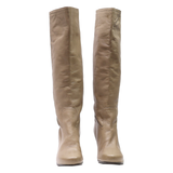 SCHOLL High Boots Beige Leather Womens UK 6