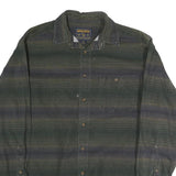 WOOLRICH Mens Green & Blue Striped Cotton Blend Shirt XL Casual Outdoor Wear