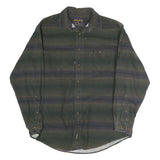 WOOLRICH Mens Green & Blue Striped Cotton Blend Shirt XL Casual Outdoor Wear
