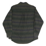 WOOLRICH Mens Green & Blue Striped Cotton Blend Shirt XL Casual Outdoor Wear