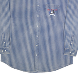 DISNEY Mens Blue Check Cotton Blend Shirt L Mickey Mouse Embroidered Pocket