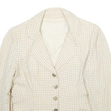 MOSCHELLA Womens Beige & Cream Checked Classic Button Jacket M Woven Tailored