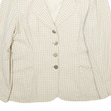 MOSCHELLA Womens Beige & Cream Checked Classic Button Jacket M Woven Tailored