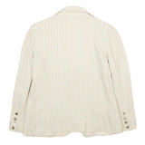 MOSCHELLA Womens Beige & Cream Checked Classic Button Jacket M Woven Tailored