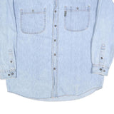 POINT ZERO Mens Blue Denim Shirt L Button Down Relaxed Fit Casual Cotton Blend