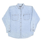 POINT ZERO Mens Blue Denim Shirt L Button Down Relaxed Fit Casual Cotton Blend