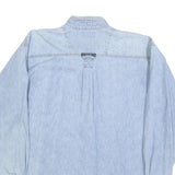 POINT ZERO Mens Blue Denim Shirt L Button Down Relaxed Fit Casual Cotton Blend