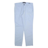 ANGELO LITRICO Mens Cotton Blend Light Blue Slim Slim Leg Trousers W34 L30