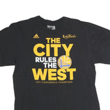 ADIDAS Mens Black The City Rules The West Graphic T-Shirt L Short Sleeve Crew