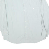CARLOFF Mens Blue Plain Shirt L Long Sleeve Button Casual Polyester Blend