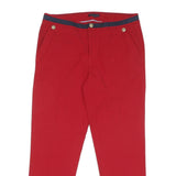 TOMMY HILFIGER Womens Cotton Blend Red Regular Straight Trousers W32 L27 Zip