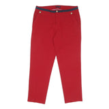 TOMMY HILFIGER Womens Cotton Blend Red Regular Straight Trousers W32 L27 Zip