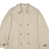 Womens Beige Cotton Blend Classic Jacket L Button Front Plain Stylish