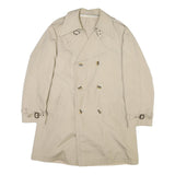 Womens Beige Cotton Blend Classic Jacket L Button Front Plain Stylish