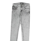 SINSAY Womens Slim Grey Denim Jeans Cotton Blend Zip W26 L27 Acid Wash Skinny
