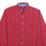 CHAPS Mens Red Check Shirt L Classic Cotton Blend Long Sleeve Button Collar