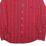 CHAPS Mens Red Check Shirt L Classic Cotton Blend Long Sleeve Button Collar