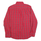 CHAPS Mens Red Check Shirt L Classic Cotton Blend Long Sleeve Button Collar
