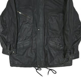 QUDRO Mens Black Leather Zip Jacket L Classic Casual Outerwear