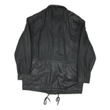 QUDRO Mens Black Leather Zip Jacket L Classic Casual Outerwear