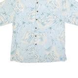 BERMUDA BAY Mens Blue Silk Hawaiian Shirt M Lightweight Tropical Print
