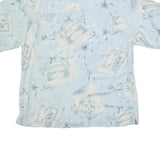 BERMUDA BAY Mens Blue Silk Hawaiian Shirt M Lightweight Tropical Print