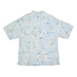 BERMUDA BAY Mens Blue Silk Hawaiian Shirt M Lightweight Tropical Print
